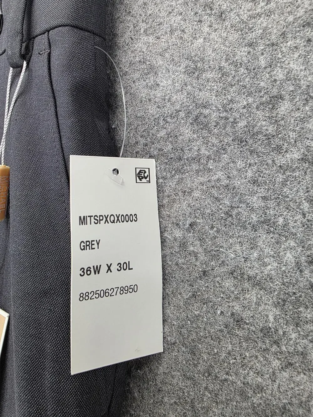 Michael Kors Pants Mens 36x30 Gray Suit 2 Piece Polyester Rayon Spandex Straight